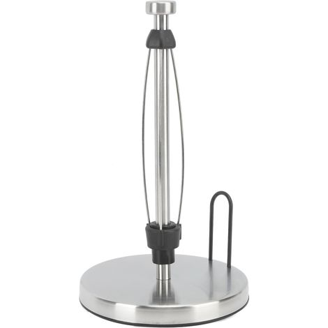 Porte-essuie-tout avec amortisseur de vibrations, en acier inoxydable, sans perforation, utilisable d'une seule main, pour la maison, couleur argent. (1/5)