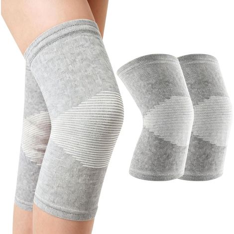 Rodillera de compresión de fibra de bambú, 1 par, unisex, color gris, talla XL, para soporte, prevención de lesiones y recuperación. (1/5)