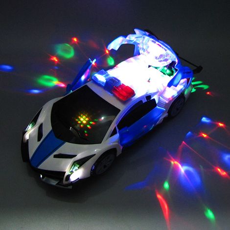 Polizeiauto mit bunten Lichtern und Geräuschen, 360°-Drehung, Driftfunktion, elektrisches Polizeifahrzeug, Doppeltüren zum Öffnen, Spielzeugauto für Kinder (1/5)