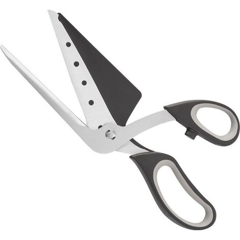 Stainless steel pizza scissors, precise cutting, ergonomic handle, multifunctional use – (1/5)