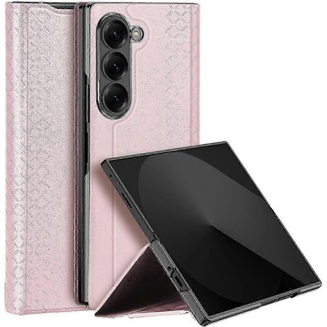 Leder- und PC-Handyhülle mit integriertem Ständer für Samsung Galaxy Z Fold7 5G, stilvolle Schutzhülle mit Aufstellfunktion, kompatibel mit faltbaren Geräten, klassisches Schwarz (1/5)