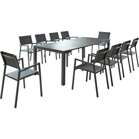 Console extensible et 10 chaises en aluminium OLHAO