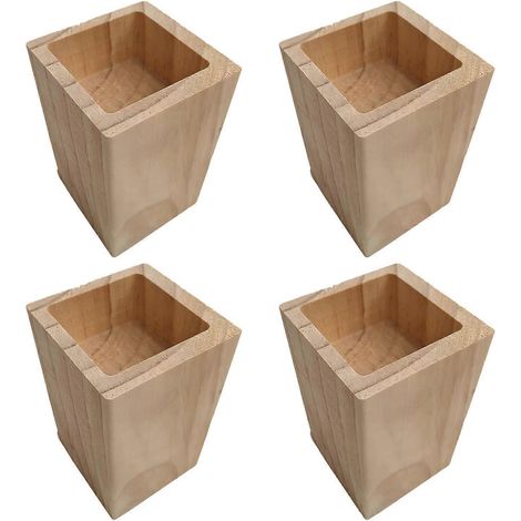 Quatre rallonges de pieds de meubles en bois épaissies et renforcées, barres de support de levage pour meubles en bois, parfaites pour nettoyer sous les lits et les canapés, fentes carrées multicolore (1/5)