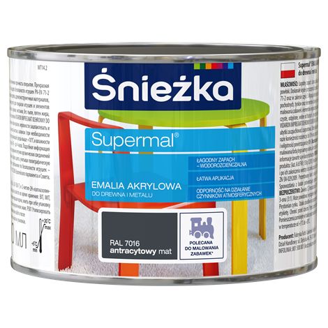 Supermal Acryl-Emaille für Holz und Metall 7016 Anthrazit seidenmatt 0,4 l