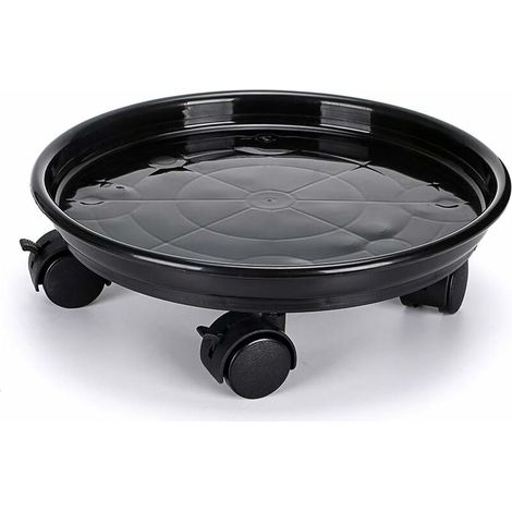 Support de Pot de Fleurs à Roues, Support Roulant Plantes, Support pour Plante avec Roue Universelle pour Plantes d'intérieur et d'extérieur, capacité de Charge 60kg, Noir (1/5)
