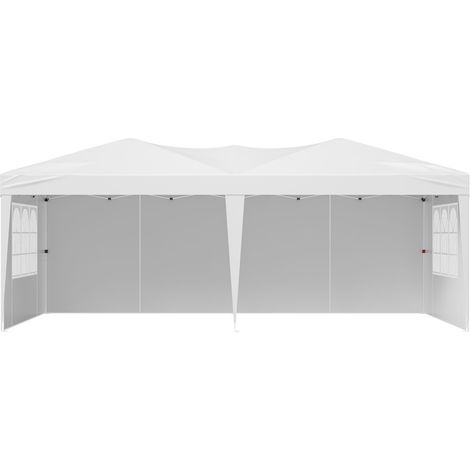 Schnellaufbau-Gartenpavillon 5,9 x 2,96 m mit 3 Wänden und 2 Belüftungsfenstern, höhenverstellbar, Pop-Up-Zelt für Veranstaltungen, Terrasse, Garten, Partys (1/5)