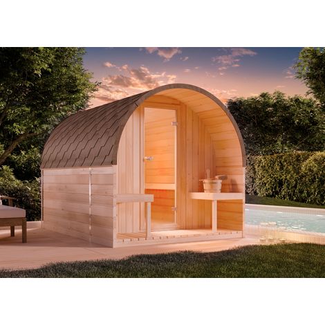 Sauna design FinnTherm ScandiPod Premium Naturel , 42 mm Épaisseur de paroi 204 x 286 cm (1/5)