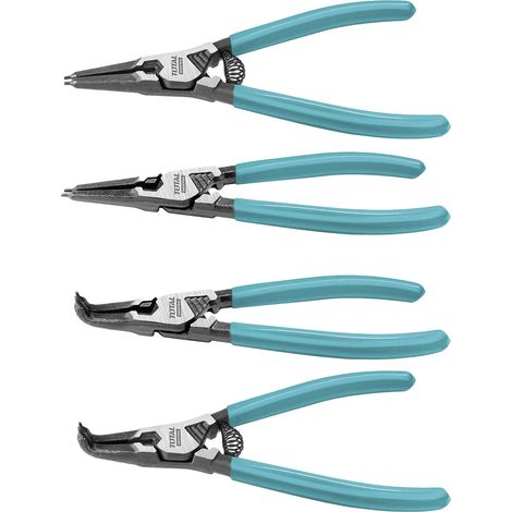 TOTAL Jeu de 4 pinces pour circlips THTJ214042 180 mm Acier au carbone (1/3)