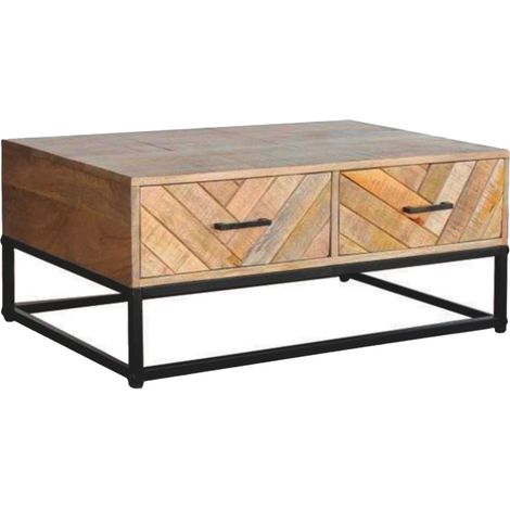 MANKO - Table Basse 2 Tiroirs en Manguier Massif (1/3)