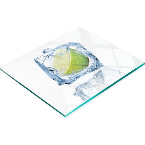 Tabla de cocina de vidrio duradera y elegante con diseño de hielo de lima, 60x52 cm. (1/5)