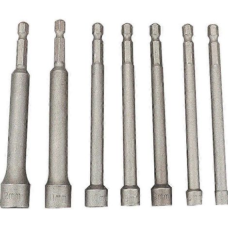 Ensemble de 7 rallonges de forets à percussion métriques, adaptateur 5-12 mm, clé à douille hexagonale longue, clé à douille (1/4)