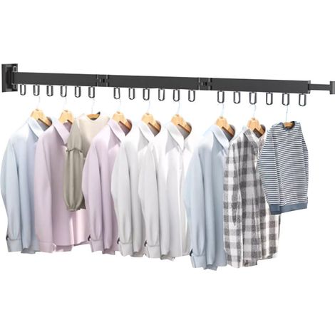 Verdickter, 30-fach gefalteter (90 cm) Kleiderbügel mit einziehbarer Wandhalterung