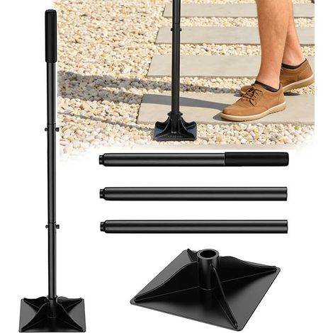 Manual Groomer, Floor Groomer, 200 x 200 mm with 1220 mm Handle, Concrete Press, Manual Ground Press for Paver Installation and Asphalt Repair, Heavy Duty Carbon Steel (1/5)