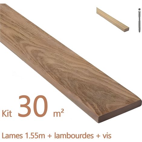Kit terrasse de 30m² en bois exotique CUMARU Longueur des lames : 1550mm