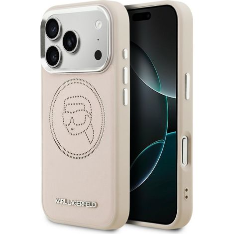 Coque MagSafe pour iPhone 17 Pro rose avec logo Karl Lagerfeld K Head Point (1/5)