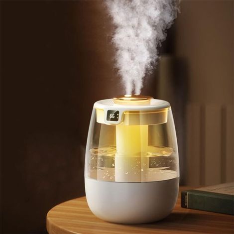 [NEVER USED] USB Desktop Humidifier - Compact Bedroom Humidifier with Large Mist, Humidity Indicator & Night Lights, Perfect for Home, Plant Room, Office & Small Spaces (White)