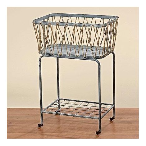 TISCH MIT KORB H82CM, MATERIALMIX,GRAU