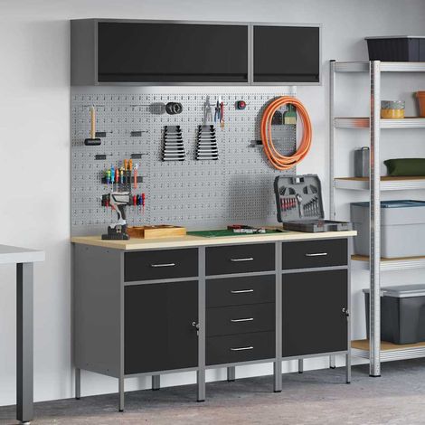 Arbeitsschrankset mit Schubladen mit Speicher 8 pcs Schwarz (1/5)