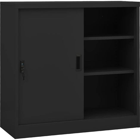 Armario de oficina puerta corredera acero antracita 90x40x90cm vidaXL (1/5)