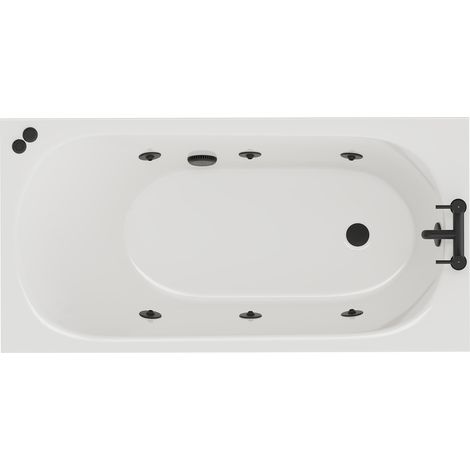 Compact 1400mm x 700mm 6 Jet Matt Black V-Tec Single Ended Whirlpool Bath (1/5)