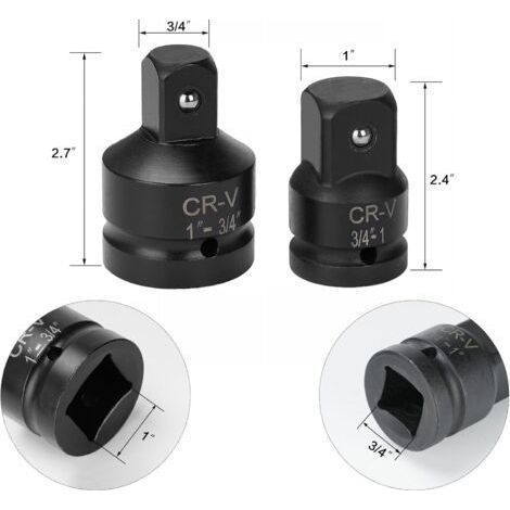 Adapter Set 8 Pieces 1/4" to 3/8", 3/8" to 1/4", 3/8" to 1/2", 1/2" to 3/8", 1/2" to 3/4", 3/4" to 1/2", 1" to 3/4", 3/4" to 1" (1/2)