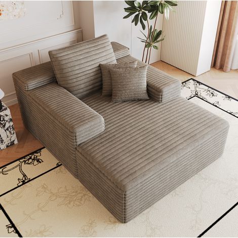Chaise longue in velluto a coste 115 x 159 x 60 cm, senza montaggio, cammello DESVIAE (1/5)