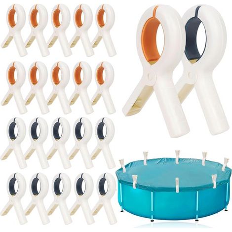 Pinzas para piscina - 20 unidades, 13 cm, para cubierta y lona (1/5)