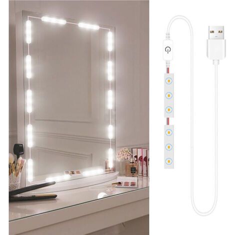 Lumières Miroir Maquillage LED, Réglables Contrôle Tactile, Lumières Vanity Salle de Bain, Câble USB, Bande LED Miroir de Toilette (1/3)