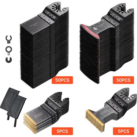 Lame Scie Oscillante Lot de 110 de 4 Types Lame Outil Multifonction, pour Outil Oscillant, Bois, Plastique, Métal Tendre, Universelle Compatible avec Dewalt, Ryobi, Milwaukee, Bosch, Craftsman (1/5)