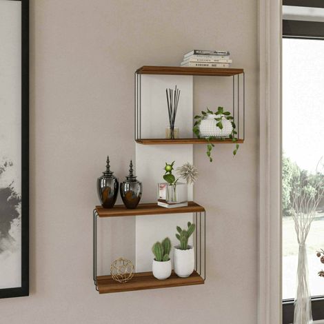 Dmora - Estantería Mirzam, Estante, Estante de pared, Estanterías multiusos, 65x19h96 cm, Roble y Blanco, con embalaje reforzado (1/3)