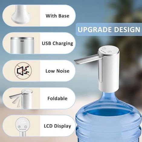 Pompe À Eau - Distributeur Électrique USB Rechargeable - Pour Bouteille 5 L - Blanc (1/4)