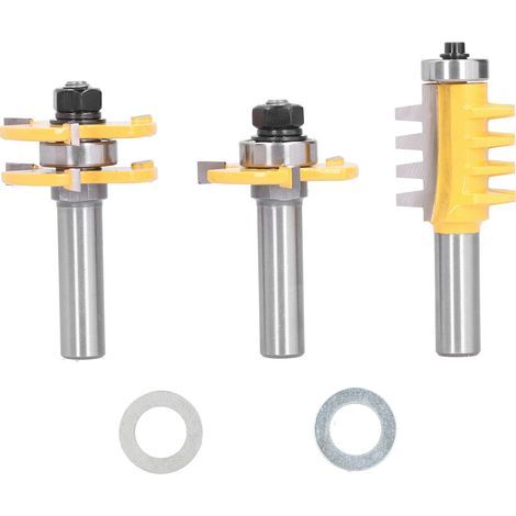 Fraise de défonceuse 12mm à 3 dents, tige jaune pour bois - Outil de coupe menuiserie (1/5)