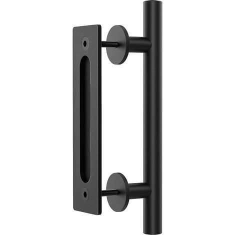 30CM Poignée de Porte Coulissante, Noires Avec Poignée de Porte Coulissante, Convient pour Portails, Garages, Armoires (1/5)