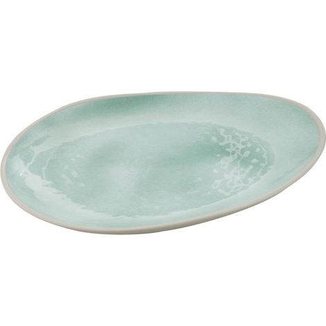 Assiette CALA - Mélamine vert/gris, 33,5 x 26 cm, empilable (1/5)