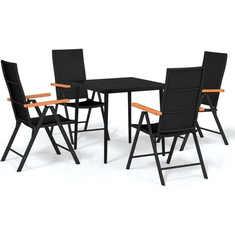 Set da pranzo da giardino mobili da esterno 5 pezzi nero 020013848