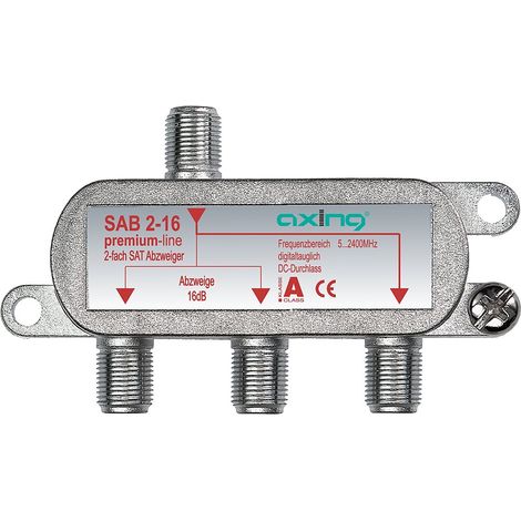 Axing SAB 2-12 Derivatore satellitare e tv digitale terrestre 2 uscite derivate con attenuazione 12 dB (5 -2200 MHz) con passagio DC (1/2)