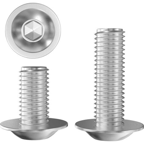 30 Pièces Vis à Tête Bombée avec Bride M5 x 30 mm, 304 Acier Inoxydable A2 V2A, Vis à Tête à Six Pans Creux (1/3)