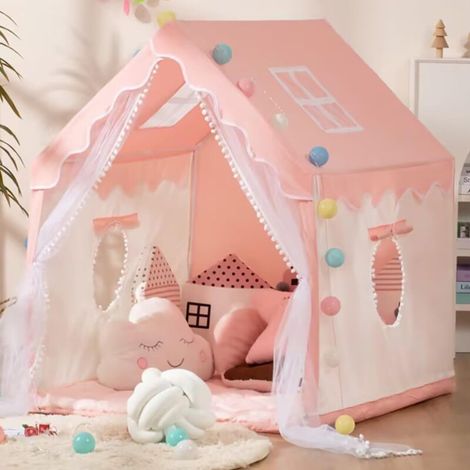 Tente de Princesse - Grande Maison de Jeu pour Fille - Château de Jeu pour Enfant - Cadeau de Noël ou Anniversaire - pour Jouer à l'Intérieur ou à l'Extérieur (Rose) (1/5)