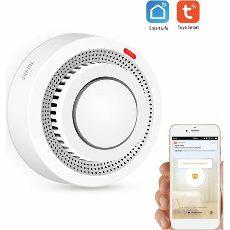 Détecteur de fumée Wifi capteur d'alarme incendie intelligent système de sécurité sans fil vie intelligente Tuya APP contrôle maison intelligente pour la maison cuisine/magasin/hôtel/usine,HANBING (1/5)