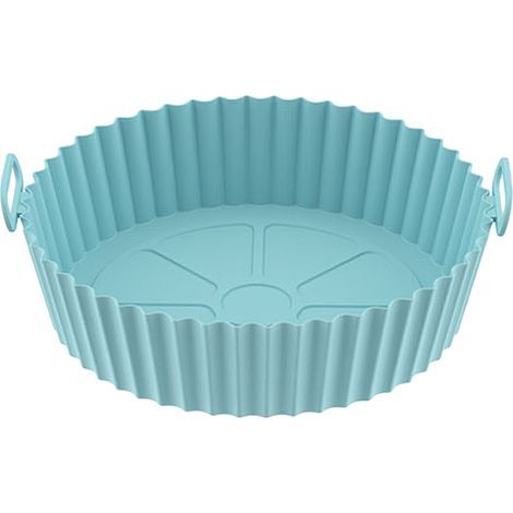 Revêtement de friteuse rond épaissi en Silicone de qualité alimentaire, Flexible, facile à nettoyer, Pot réutilisable bleu vert (1/5)