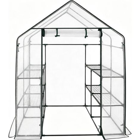 Serra in PE e tubi d'acciaio 143 x 143 x 195 cm bianca con zip (1/5)