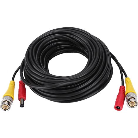 Câble d'extension BNC+DC pour caméra de sécurité, fil d'alimentation vidéo CCTV, cordon noir (10 m)