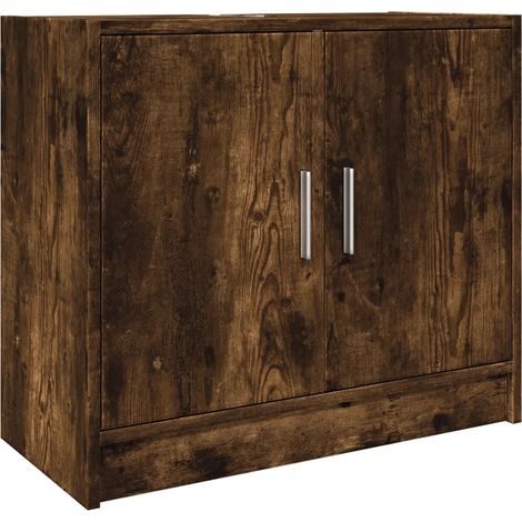 Mobile lavabo moderno con contenitore 63 x 29 x 55 cm finitura opaca in legno ingegnerizzato rovere fumo 020049524