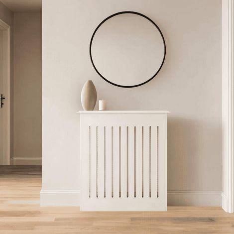 Loxley Small Radiator Cover MDF Wooden Home Decorative Modern Desig White (1/5)
