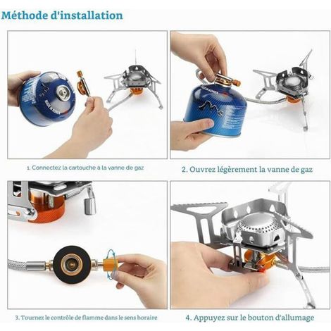 Rechaud Camping Gaz,3500W Portable Brûleur Camping Pliable avec Bouton Allumage,Poids Léger Tête 3500 W (1/4)