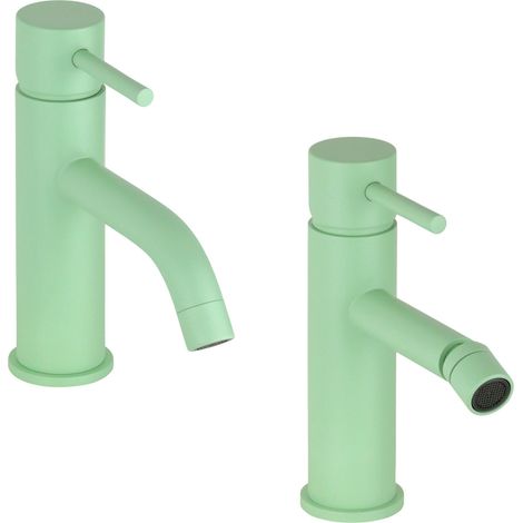 Ensemble mitigeur lavabo et bidet rond de couleur vert clair Pollini Jessy Color KITJESSYCOLORA21 (1/5)
