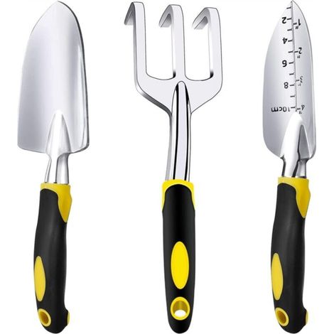3-piece agricultural tool set, made of aluminum alloy, gardening tools (yellow 3-piece set) (1/5)