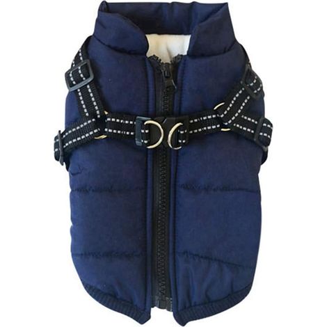 Gilet Pour Chien - Veste D'hiver Rembourrée En Coton - Avec Sangle De Poitrine - Imperméable - Pour Petit Et Moyen Chien (1/5)