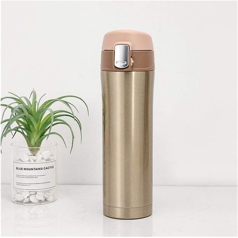 Doppelwandige Thermosflasche 500 ml, isolierte Edelstahl Trinkflasche Flasche für heiße und kalte Getränke Reisebecher Sport Trinkflasche wiederv (1/5)