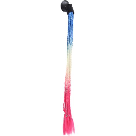 Tresses à ventouse style punk, casque de moto, couettes, queue de cheval, dégradé de couleurs rouge, blanc, bleu (1/5)